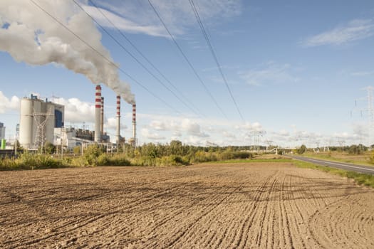 View on coal power plant in Patnow - Konin, Poland, Europe.