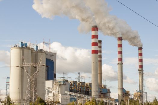 View on coal power plant in Patnow - Konin, Poland, Europe.