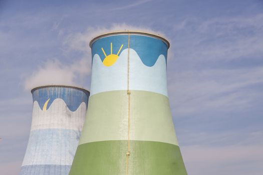 Cooling towers - coal power station in Opole, Poland.