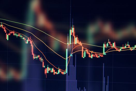 Abstract business stock graph on monitor with up stock graph.