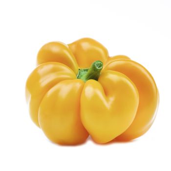 Perfect Ripe Shiny Yellow Bell Pepper isolated on White background