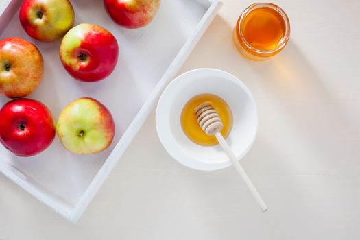 Apples, pomegranate and honey for Rosh Hashanah.