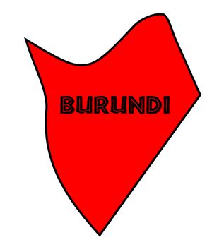 Burundi outline silhouette map in red over a white background