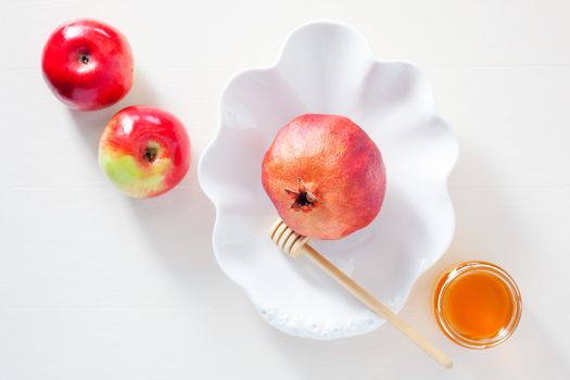 Apples, pomegranate and honey for Rosh Hashanah.