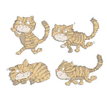 The cat to walking strips and sleeps mascot Color illustration for books and fables
