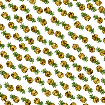 fabrics with color drawn pineapple with colored background