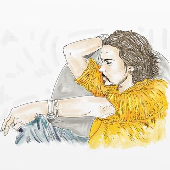Boy on the couch- Artistic silk screen of Johnny Depp, actor, Director and musician,