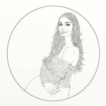 Portrait realist comic sensual pregnant woman