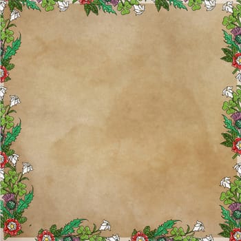 Frame of flowers with cream background