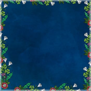 Flower frame with blue background