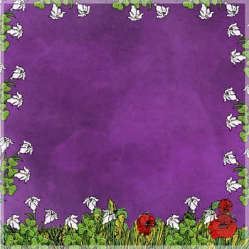 Flower frame with purple background