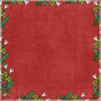 frame vintage antique hand shaded paper effect
color board with border of red and white flowers