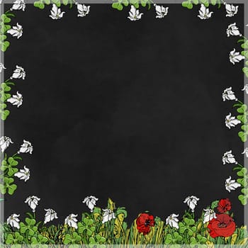 Flower frame with black background