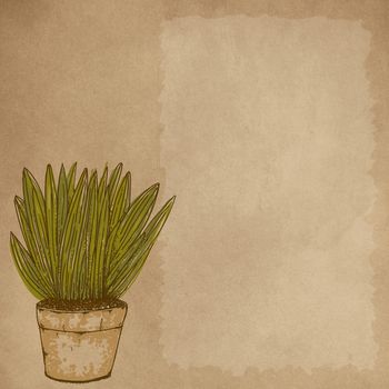 Disegni realistici al tratto di piante Crema di fondo e spazio di scrittura