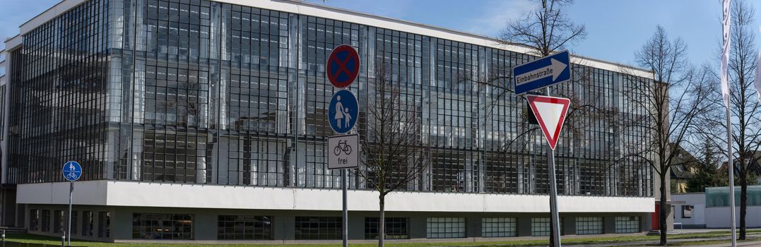 The Bauhaus in Dessau 1925 designed by the architect Walter Gropius. School buildings for design, art and architecture.