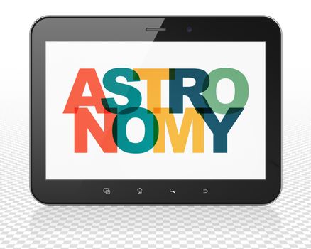 Education concept: Tablet Pc Computer with Painted multicolor text Astronomy on display, 3D rendering
