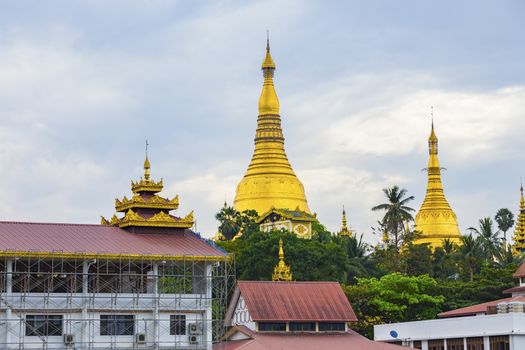 Shwedagon Pagoda of Myanmar (Burma) at sunset