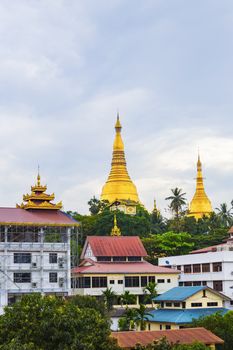 Shwedagon Pagoda of Myanmar (Burma) at sunset