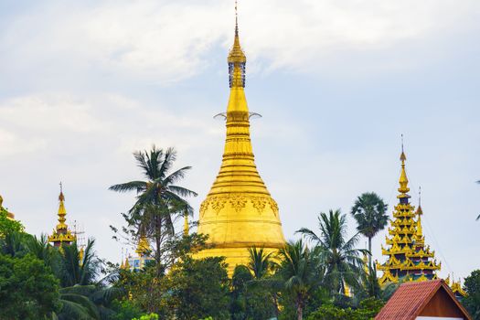 Shwedagon Pagoda of Myanmar (Burma) at sunset