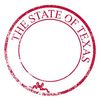 Subber ink stamp for the USA state of Texas over a white background