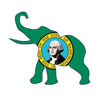 The Washington Republican elephant flag over a white background