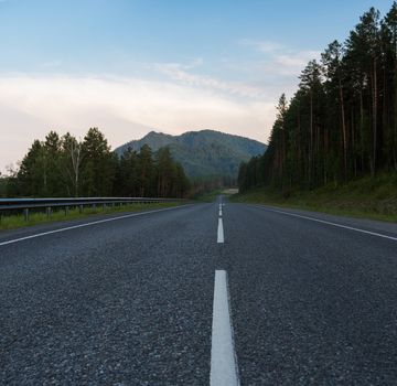 Beauty road M52 called Chemalsky trakt in Altay, Siberia, Russia.