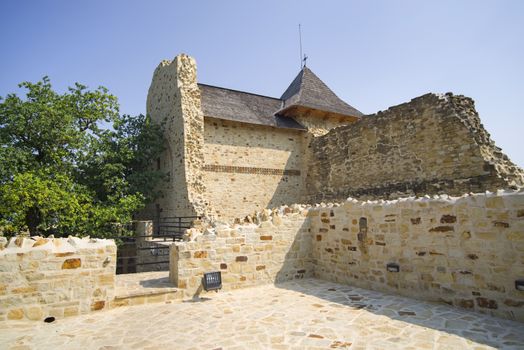 Medieval fortress ruins at Suceava fortress, royal residence  of Moldavia.