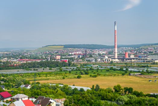 Industrial area of Suceava city in summer (Romania)