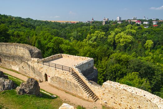 The ruins of the ancient fortress near Suceava, Romania
