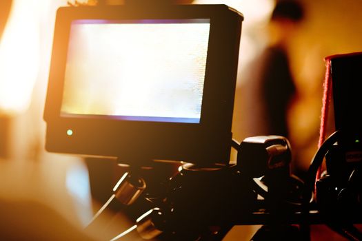 Filming with professional camera, Film Crew.