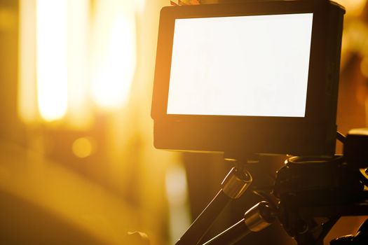 Filming with professional camera, Film Crew.