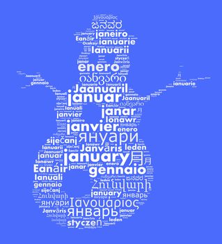 Word January in different languages word cloud concept