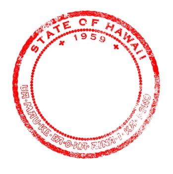 Hawaii rubber red ink stamp over a white background