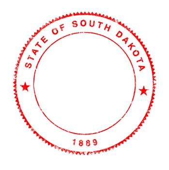 South Dakota rubber red ink stamp on a white background