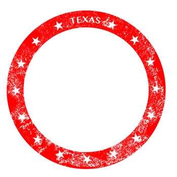 Texas rubber stamp in red ink on a white background