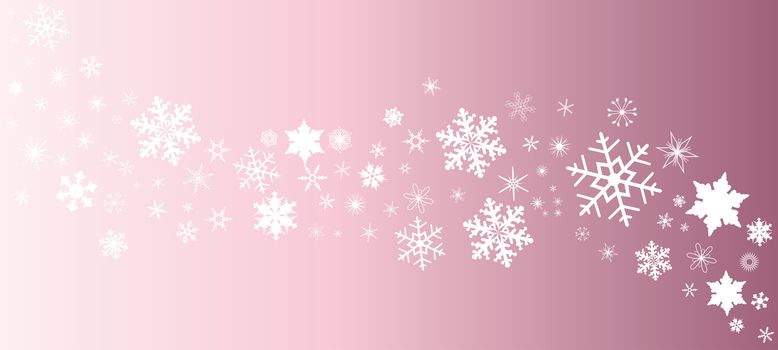 A banner of snowflakes in white over a pink background