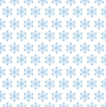 Light blue falling snowflake pattern over a white background