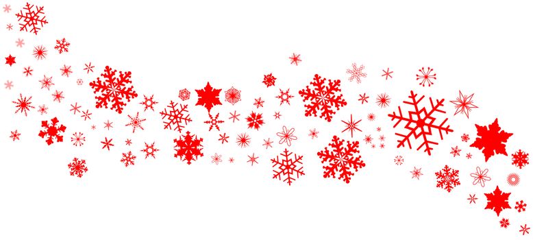 A banner of snowflakes in pastel over a white background
