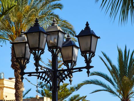 Typical traditional classical Spanish decorated street lamp and lantern Costa Blanca Spain