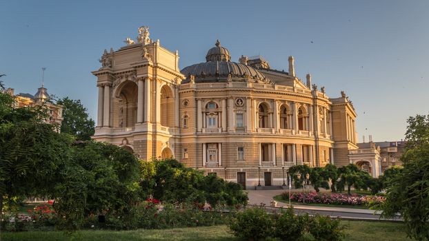 Odessa National Opera and Ballet Theater in a summer morning