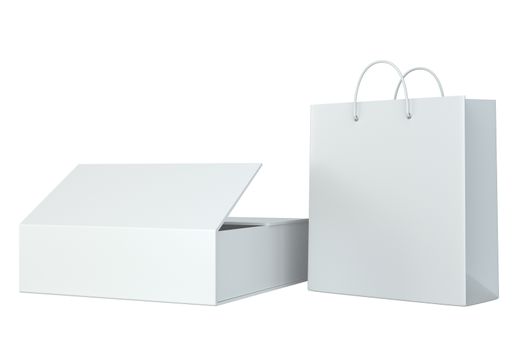 Paper Shopping Bags collection isolated on background. 3d rendering