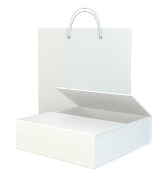 blank paper bags set on white background. 3d rendering