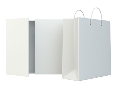 Empty Shopping Bags on white background for advertising and branding. 3d rendering.