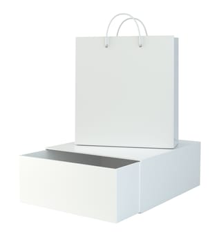 Empty Shopping Bags on white background for advertising and branding. 3d rendering.