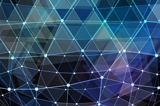 Network background abstract polygon triangle and dots. 3d illustration