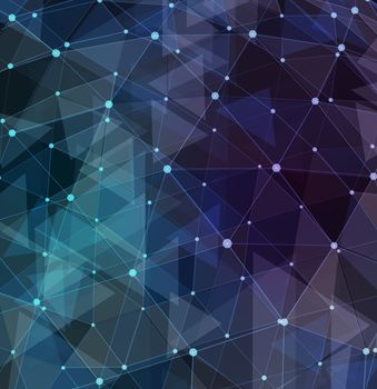 Network background abstract polygon triangle and dots. 3d illustration