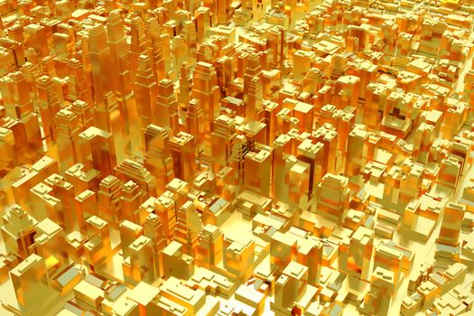 Golden city. Abstract business background. 3d illustration