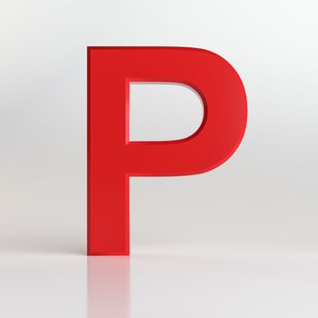 Red letter. Beautiful font for your design. On white background. 3D illustration