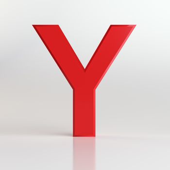 Red letter. Beautiful font for your design. On white background. 3D illustration