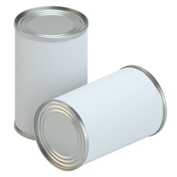 White Blank Metal Tin Can. Ready For Your Design. Product Packing. 3D Illustration